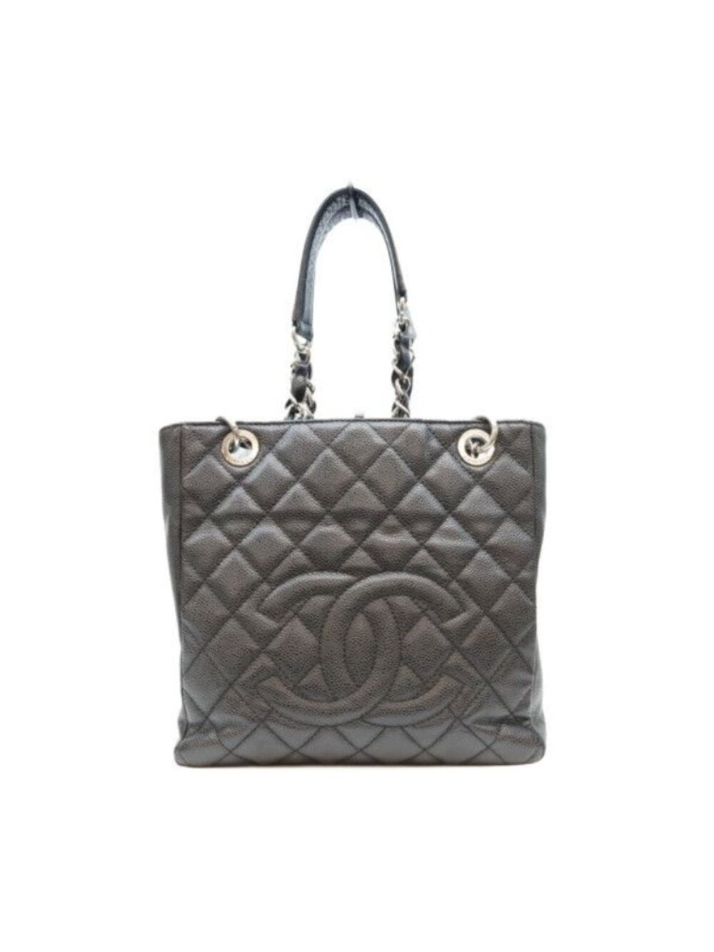 Chanel Black Caviar Silver Petite Shopping Tote PST